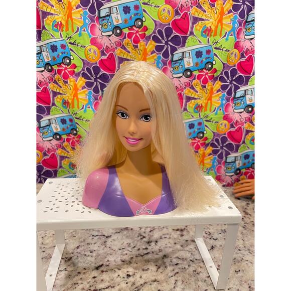 Barbie Styling Head Bust Blonde Purple Pink Top - Picture 2 of 6